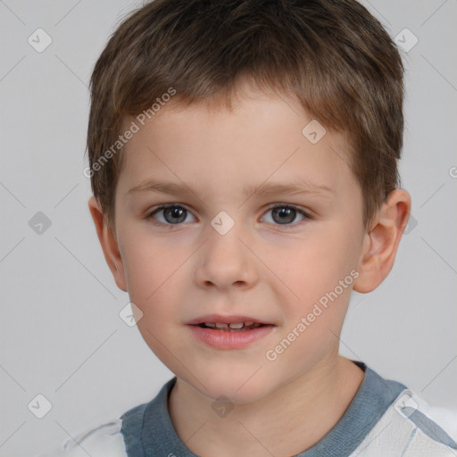 Neutral white child male with short  brown hair and brown eyes