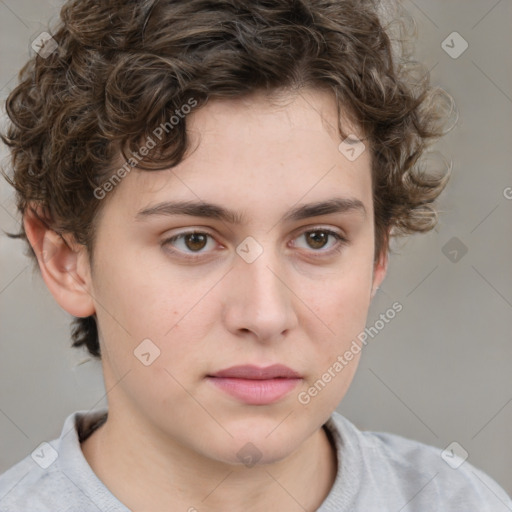 Neutral white young-adult male with medium  brown hair and blue eyes