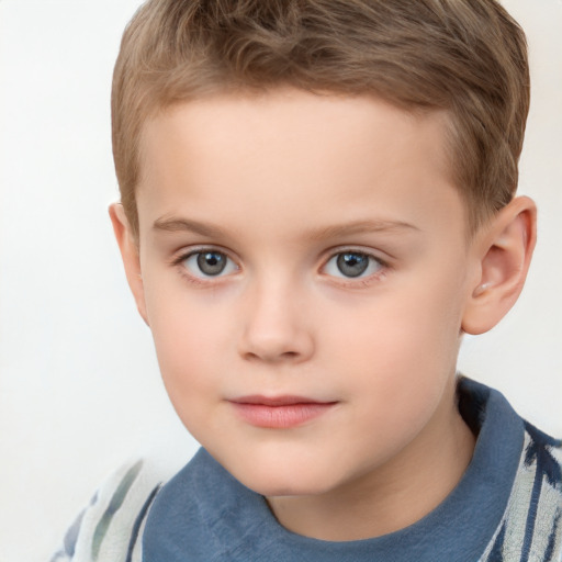 Neutral white child male with short  brown hair and brown eyes