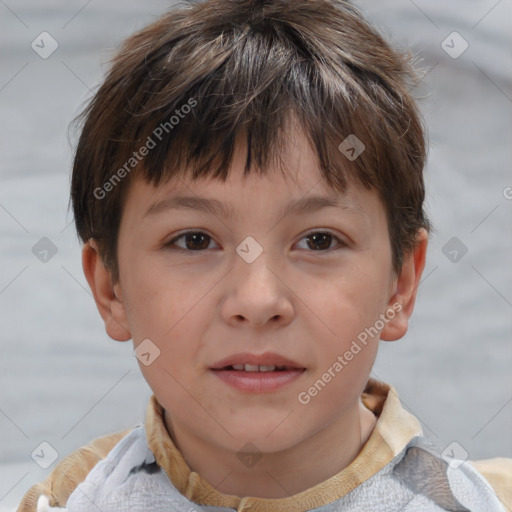 Neutral white child male with short  brown hair and brown eyes