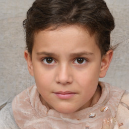 Neutral white child female with short  brown hair and brown eyes