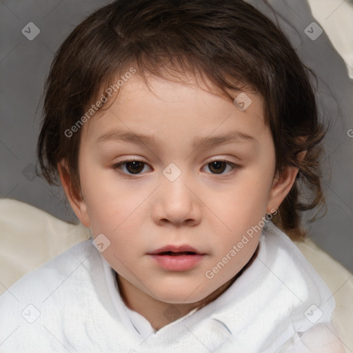 Neutral white child female with medium  brown hair and brown eyes