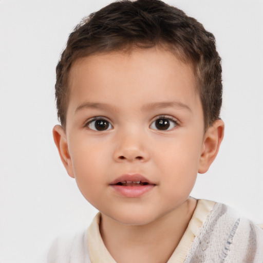 Neutral white child male with short  brown hair and brown eyes