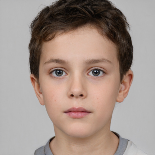 Neutral white child male with short  brown hair and brown eyes