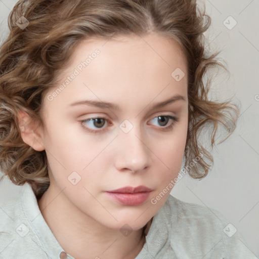 Neutral white child female with medium  brown hair and brown eyes