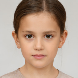 Neutral white child female with short  brown hair and brown eyes