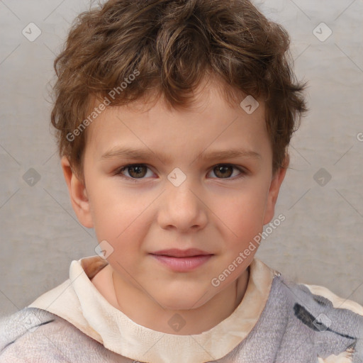 Neutral white child male with short  brown hair and brown eyes