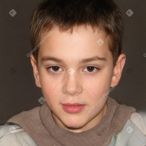 Neutral white child male with short  brown hair and brown eyes