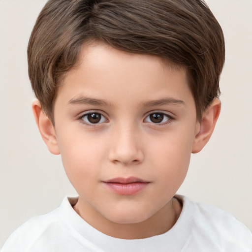 Neutral white child male with short  brown hair and brown eyes