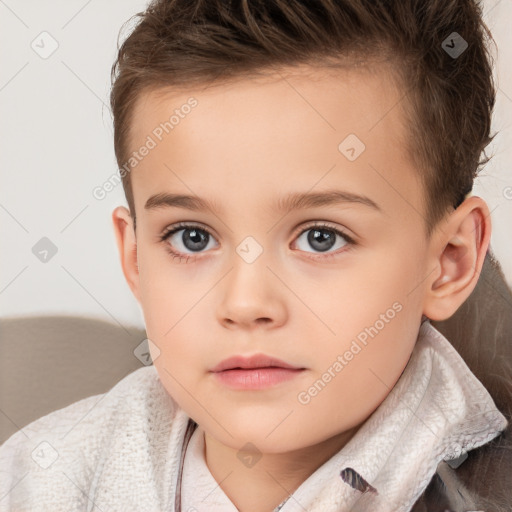 Neutral white child female with short  brown hair and brown eyes