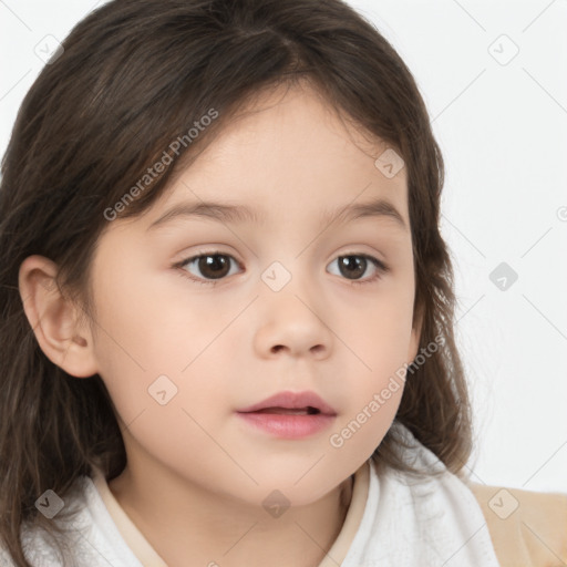 Neutral white child female with medium  brown hair and brown eyes