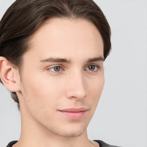 Neutral white young-adult male with medium  brown hair and brown eyes