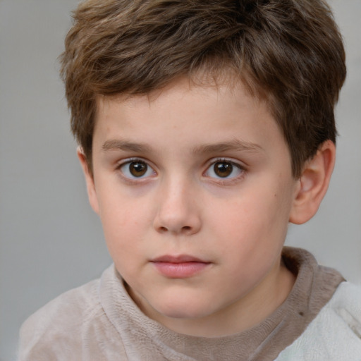 Neutral white child male with short  brown hair and brown eyes