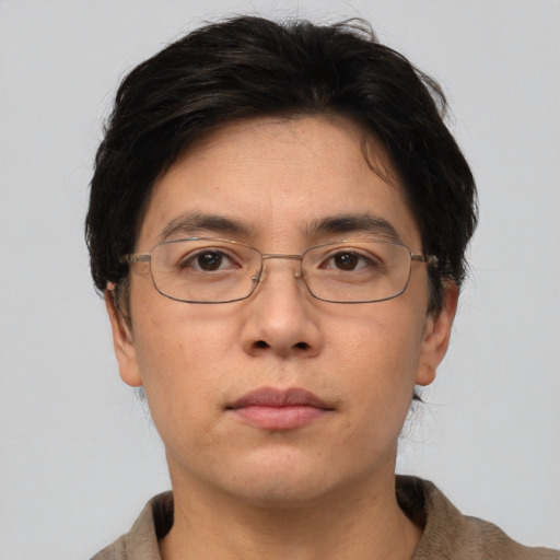 Neutral white adult male with short  brown hair and brown eyes