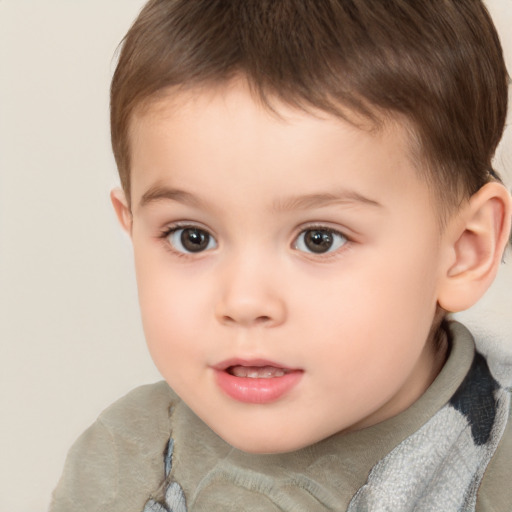 Neutral white child male with short  brown hair and brown eyes