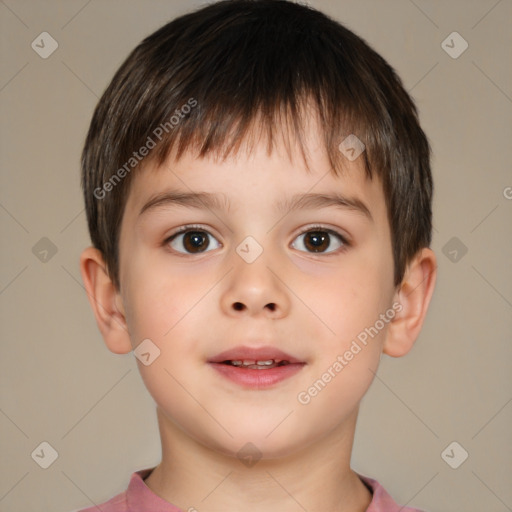 Neutral white child male with short  brown hair and brown eyes