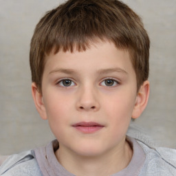 Neutral white child male with short  brown hair and brown eyes