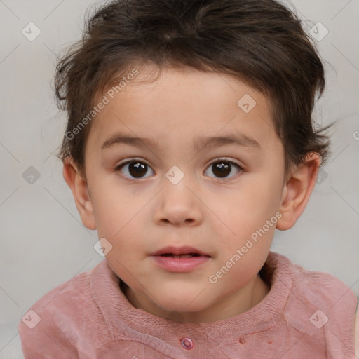 Neutral white child male with short  brown hair and brown eyes