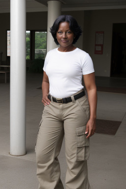 African american middle-aged female with  white hair