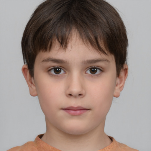 Neutral white child male with short  brown hair and brown eyes