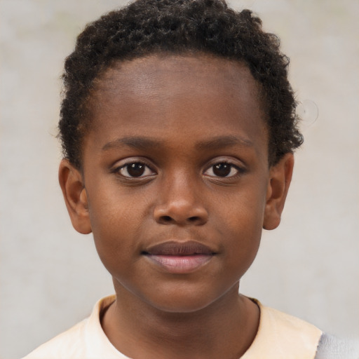 Neutral black child male with short  brown hair and brown eyes