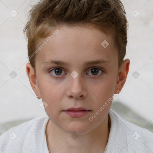 Neutral white child male with short  brown hair and brown eyes