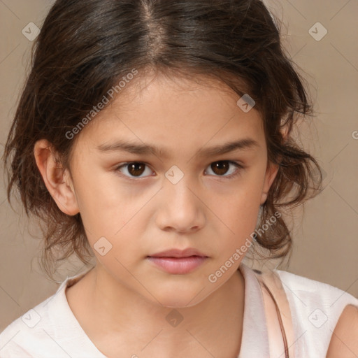 Neutral white child female with medium  brown hair and brown eyes