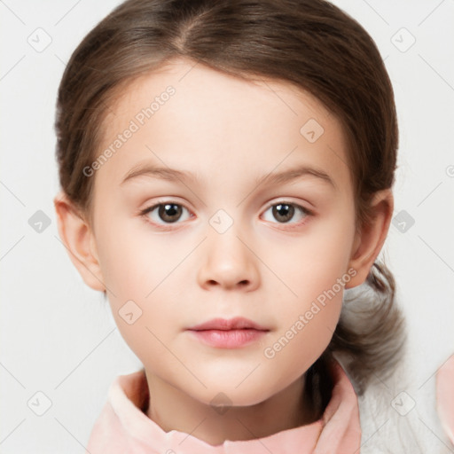 Neutral white child female with medium  brown hair and brown eyes