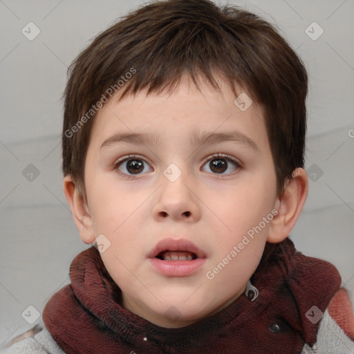 Neutral white child male with short  brown hair and brown eyes