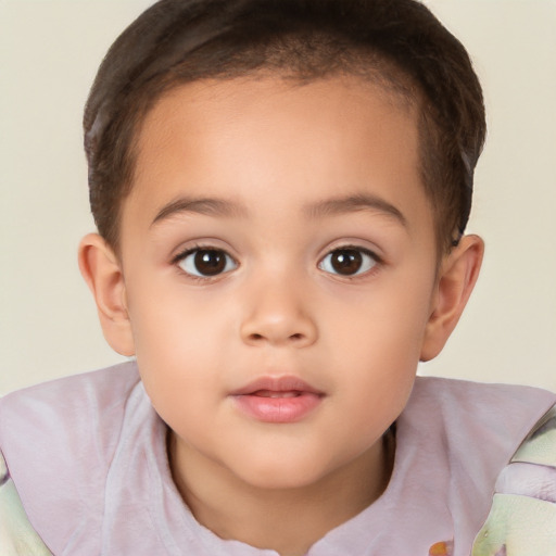 Neutral white child female with short  brown hair and brown eyes