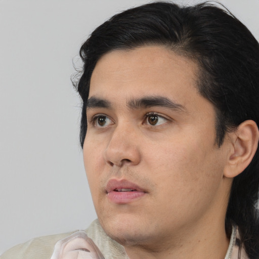 Neutral asian young-adult male with medium  black hair and brown eyes