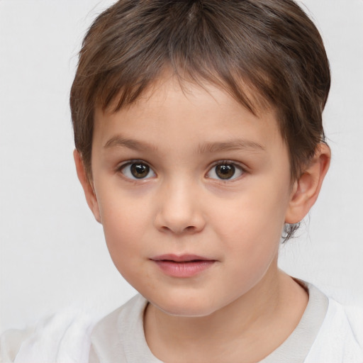 Neutral white child female with short  brown hair and brown eyes