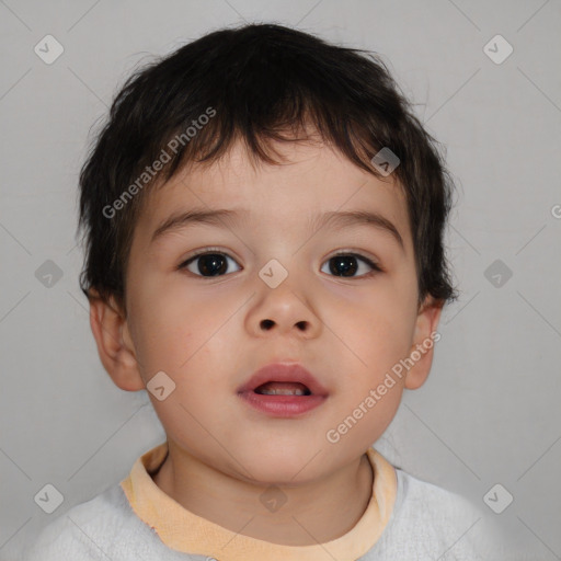 Neutral white child male with short  brown hair and brown eyes