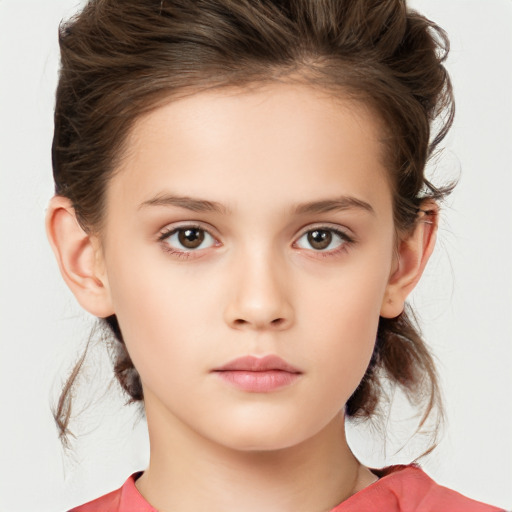 Neutral white child female with medium  brown hair and brown eyes