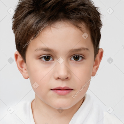 Neutral white child male with short  brown hair and brown eyes