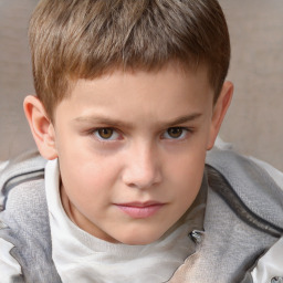 Neutral white child male with short  brown hair and brown eyes