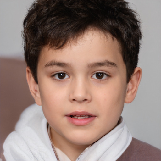 Neutral white child male with short  brown hair and brown eyes