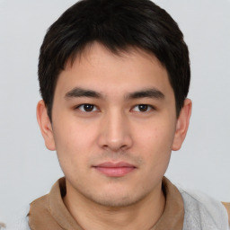 Neutral asian young-adult male with short  brown hair and brown eyes