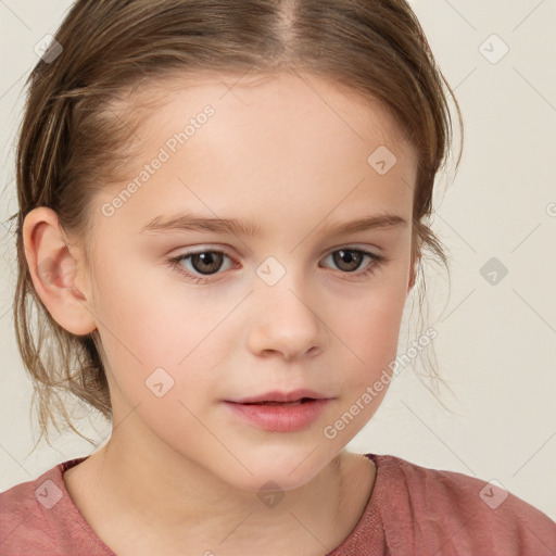 Neutral white child female with medium  brown hair and brown eyes