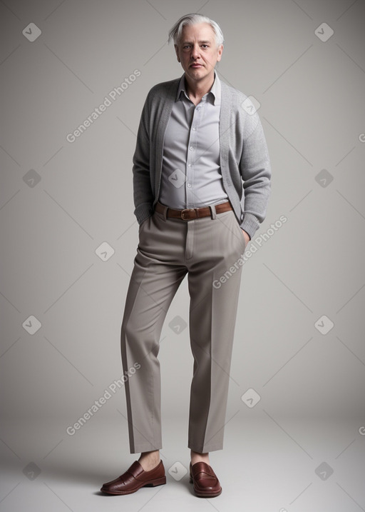 Caucasian adult non-binary with  gray hair