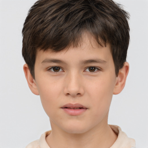 Neutral white child male with short  brown hair and brown eyes