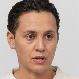 Neutral white adult male with short  brown hair and brown eyes