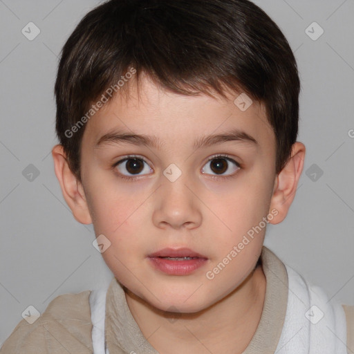 Neutral white child male with short  brown hair and brown eyes