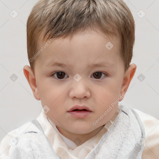 Neutral white child male with short  brown hair and brown eyes