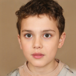 Neutral white child male with short  brown hair and brown eyes