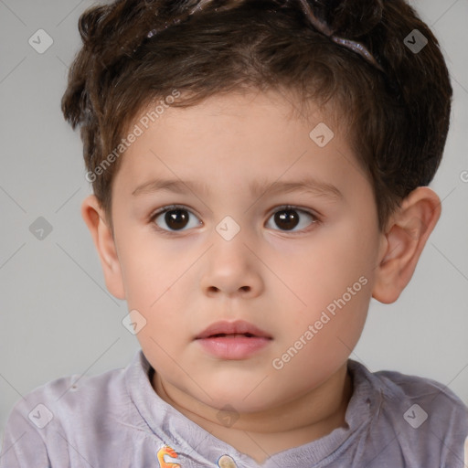 Neutral white child male with short  brown hair and brown eyes