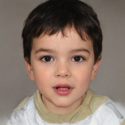 Neutral white child male with short  brown hair and brown eyes