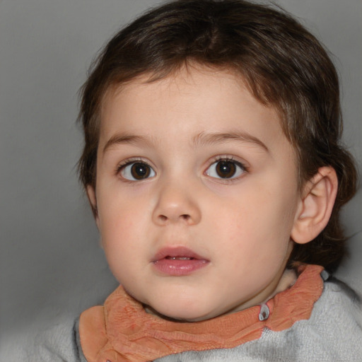 Neutral white child female with medium  brown hair and brown eyes