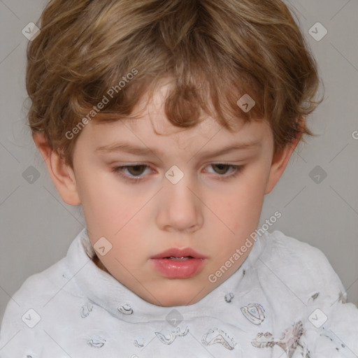 Neutral white child female with short  brown hair and brown eyes