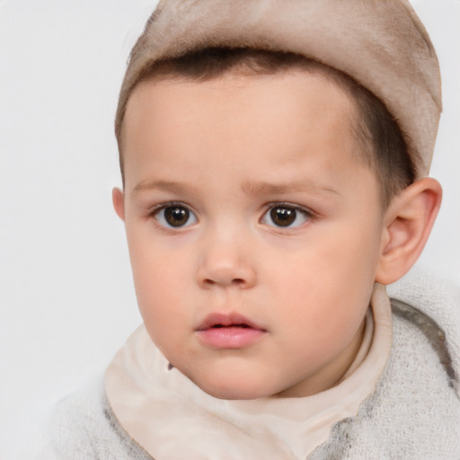 Neutral white child female with short  brown hair and brown eyes